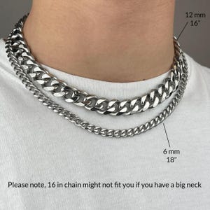 High Polished Cuban Link Necklace for Men. 12mm 16 inch and 6mm 18 inch