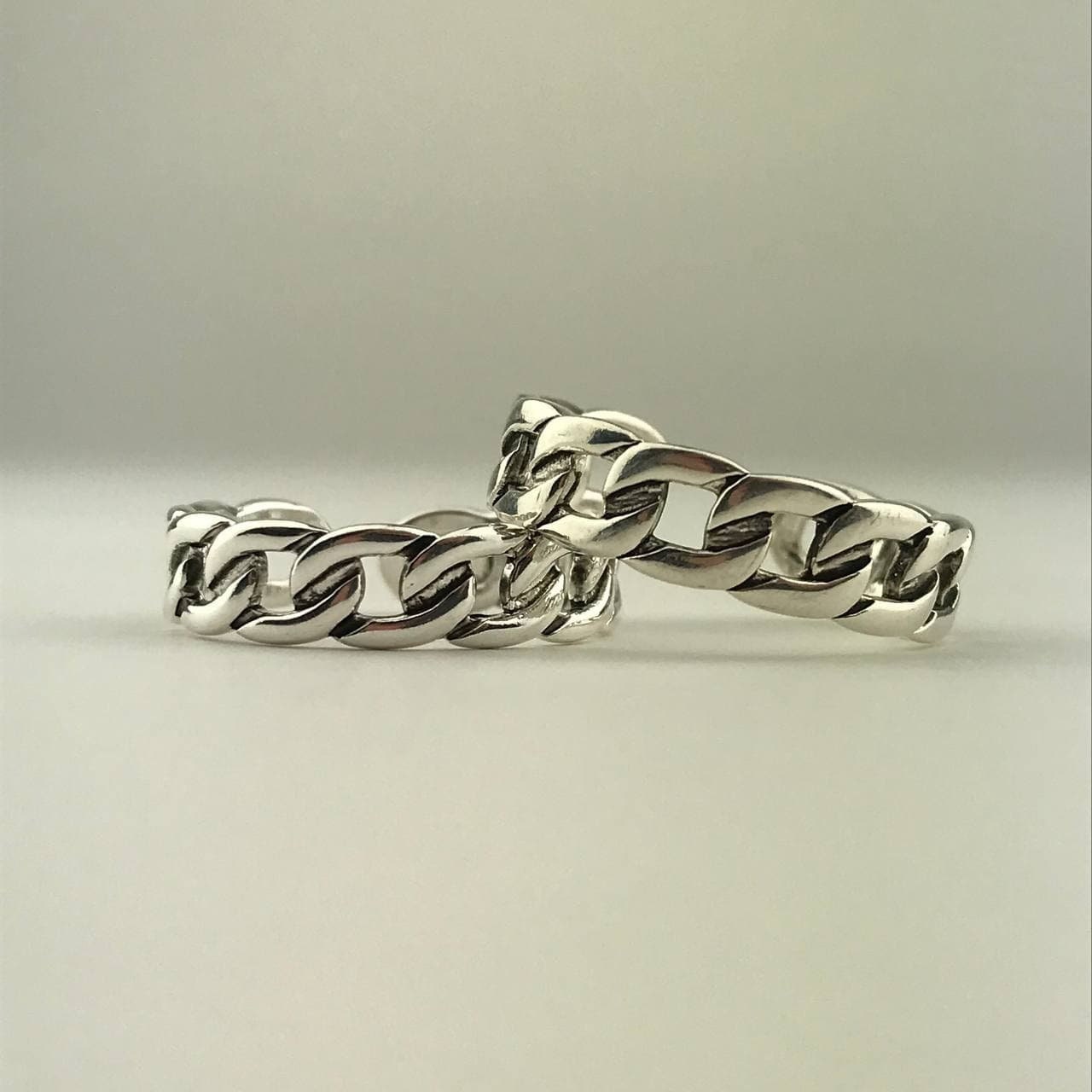Adjustable Sterling Silver Plated Linked Up Chain Ring
