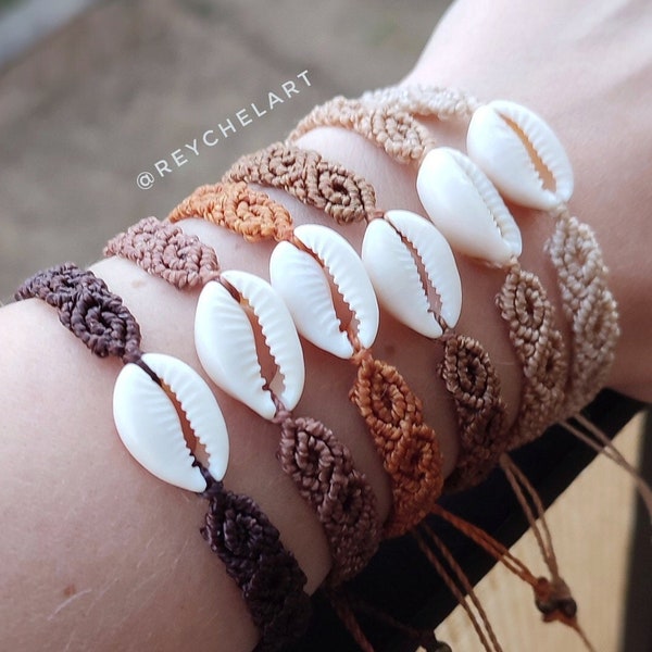 Seashell macramé bracelet - Boho Bracelet - Gift for her - Beach bracelet - Surfer bracelet - Summer bracelet - Shell Bracelet - Beach Style