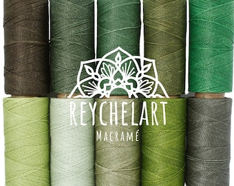 Green Color Mix: Linhasita 1mm Waxed Thread, 20, 10 or 5 meters, 10 Colors, Micro Macrame Jewelry Green Cord, for making macrame bracelets