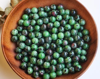 4/6/8/10mm Natural Ruby Zoisite Beads • Round Gemstone Beads • Jewelry Making • Micro Macrame & DIY