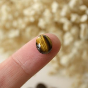 10x8mm Cabujones ovalados de ojo de tigre, piedras naturales, cabujones de cuarzo para engarzar micro-macramé, joyería y alambrismo
