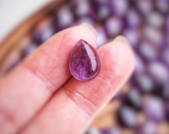 14x10mm Natural Amethyst Drop Cabochons · Small tear-drop stones for micro macramé, wire wrapping, jewelry making, crafts