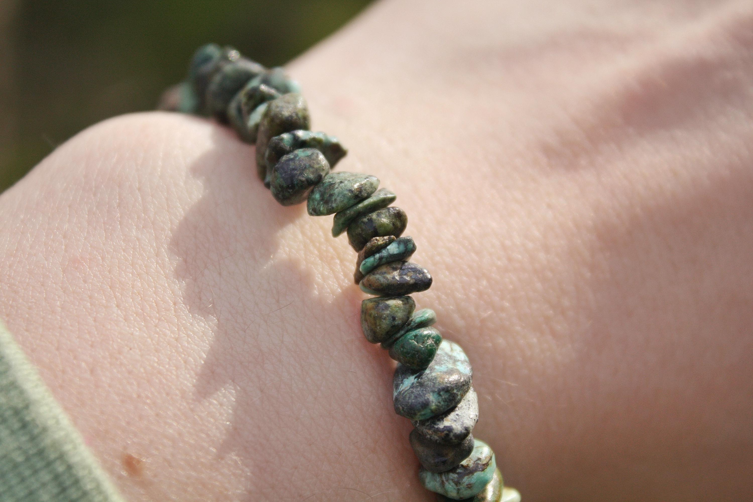 Natural African Turquoise Chips Bracelet, Irregular Stone Bracelet