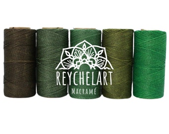 Mélange de 5 couleurs vert foncé : fil ciré Linhasita 1 mm, 20, 10 ou 5 mètres, 5 couleurs, cordon vert pour bijoux en micro macramé, pour la fabrication de bracelets en macramé