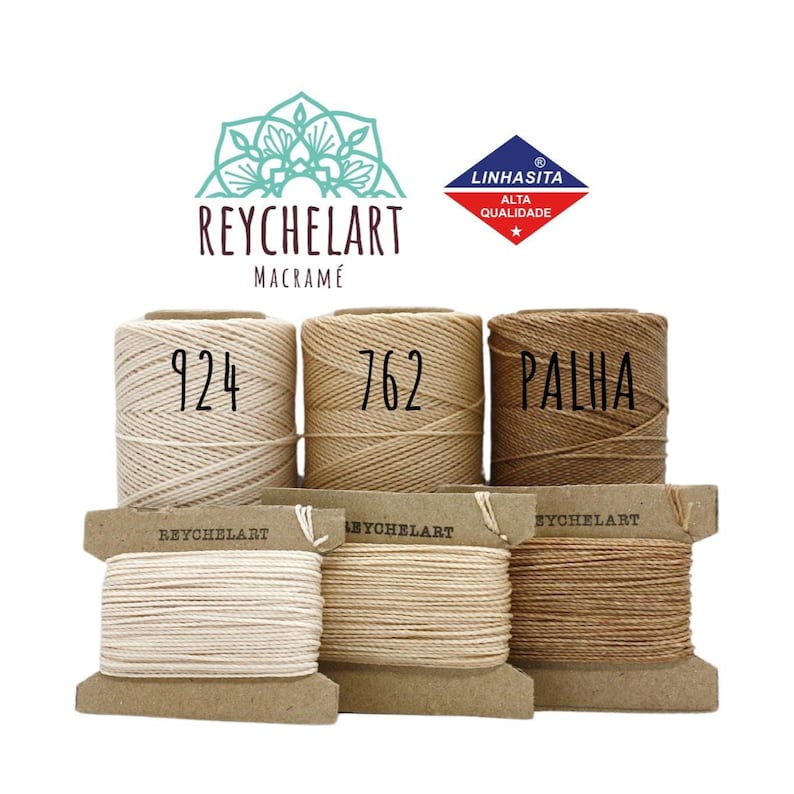 Beige Color Mix: Linhasita Waxed Thread 1mm, 3 Colors 20/10/5 meters, Boho tones, Jewelry Micro Macramé Cord, for Making Macramé Bracelets image 3