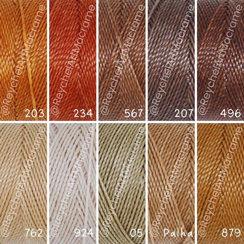 Earth Color Mix: Linhasita Waxed Thread 1mm, 10 Colors 20/10/5 meters, Boho tones, Jewelry Micro Macramé Cord, for Making Macramé Bracelets image 4