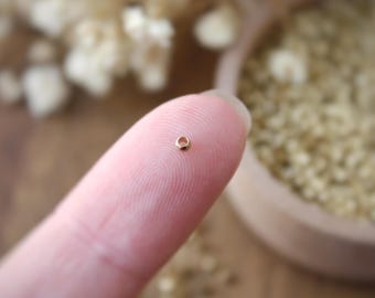 100 pequenas contas de latão de 2 x 1 mm para micromacramê, contas redondas, contas de latão bruto, latão sem revestimento, contas douradas de 2 mm, contas boho, faça você mesmo