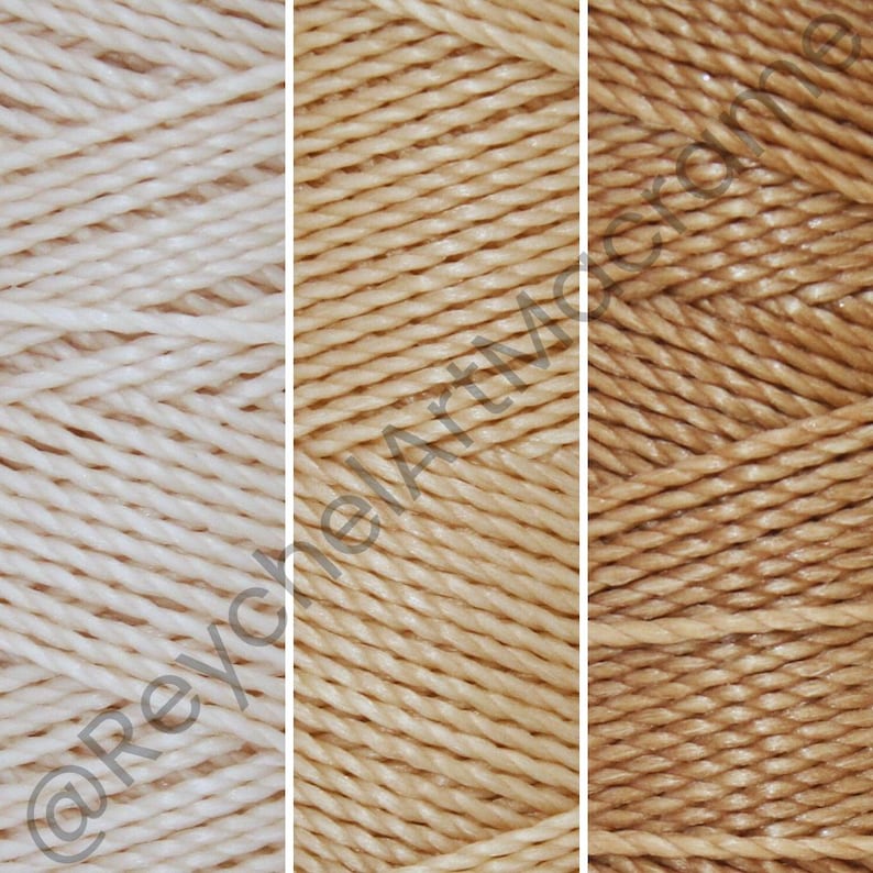 May include: Three skeins of yarn in different shades of beige. The skeins are made of a soft, natural fiber and are perfect for knitting or crocheting.