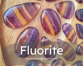 Fluorite · Natural Stone Cabochon with Colored Bands · For Micro Macrame and Wire Wrapping · Quartz for Handmade Jewelry ·