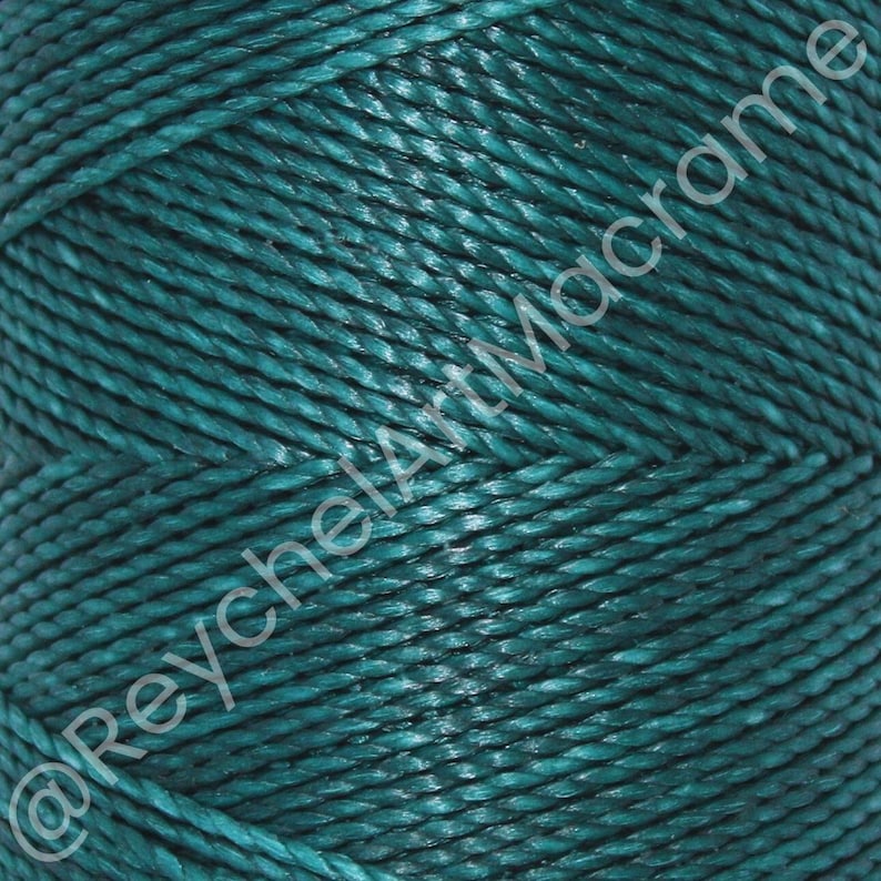 May include: Teal blue macrame cord, a twisted, textured string for crafting.