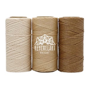 Beige Color Mix: Linhasita gewachster Faden 1 mm, 3 Farben 20/10/5 Meter, Boho-Töne, Schmuck Micro Macramé Cord, zur Herstellung von Makramee Armbändern