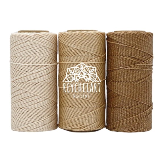 Beige Color Mix: Linhasita Waxed Thread 1mm, 3 Colors 20/10/5 meters, Boho tones, Jewelry Micro Macramé Cord, for Making Macramé Bracelets