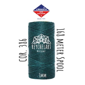 168 m Linhasita-garen van gewaxt polyester, 1 mm spoel, blauwe kleur, macramékoord, macramédraad voor het maken van armbanden, turkoois, PE4-386