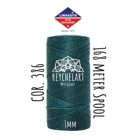 168m Linhasita Waxed Polyester Thread 1mm Spool, Blue Color, Macramé Cord, macramé thread for making bracelets, Turquoise color, PE4-386