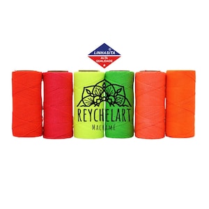 Neon Mix: filo di poliestere cerato da 1 mm Linhasita (20/15/10/5/2 metri), 6 colori fluo, fosforescenti, per realizzare braccialetti Micro-Macramè
