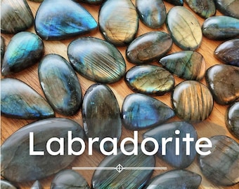 Natural Labradorite · High Quality Blue Flash Cabochon · For Micro Macrame and Wire Wrapping · Boho Natural Stone for Jewelry ·