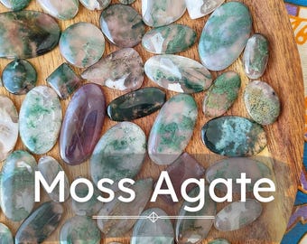 Natural Moss Agate · Landscape Gemstone Cabochon · For Micro Macrame and Wire Wrapping · Boho Jewelry Supplies ·