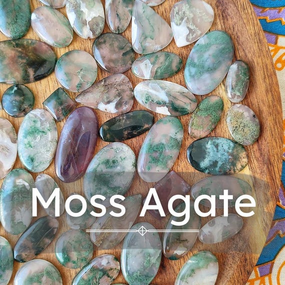 Natural Moss Agate · Landscape Gemstone Cabochon · For Micro Macrame and Wire Wrapping · Boho Jewelry Supplies ·