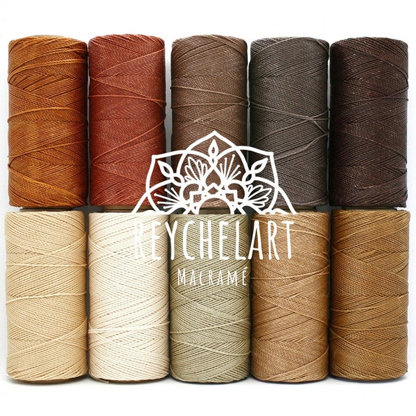 Earth Color Mix: Linhasita Waxed Thread 1mm, 10 Colors 20/10/5 meters, Boho tones, Jewelry Micro Macramé Cord, for Making Macramé Bracelets