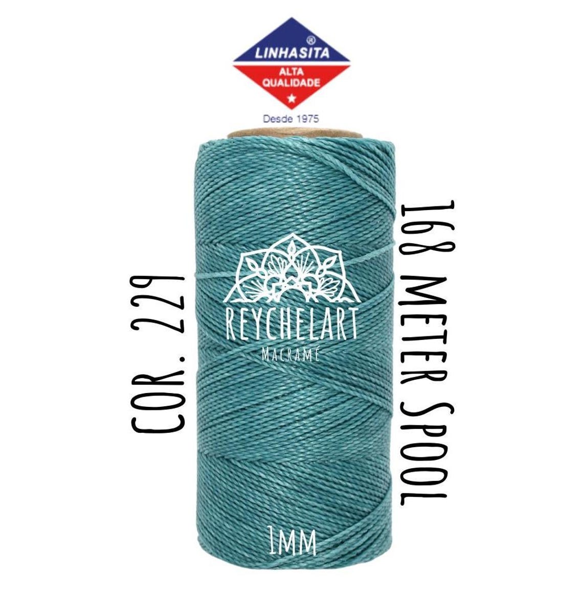 Waxed Wool Thread 168m Linhasita Waxed Thread 1mm Teal, Macram Thread, Waxed Polyester ...
