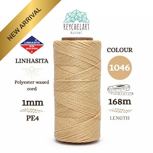 Bobina 168m Hilo Encerado Linhasita 1mm Arena, Cordón de Macramé, hilo macramé para tejer, hilo de poliéster, hilo pulseras, PE4-1046
