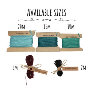 May include: Assortment of twine spools in various sizes, including 20m, 15m, 10m, 5m, and 2m. The spools are made of natural materials and are available in a variety of colors, including blue, green, red, and black. The twine is perfect for crafting, wrapping, and other DIY projects.