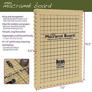 19 x 26 cm mini-makramébräda • Beadsmith-skumbräda med skåror och rutnät | Perfekt för mikromakramé och smyckespyssel, gör-det-själv