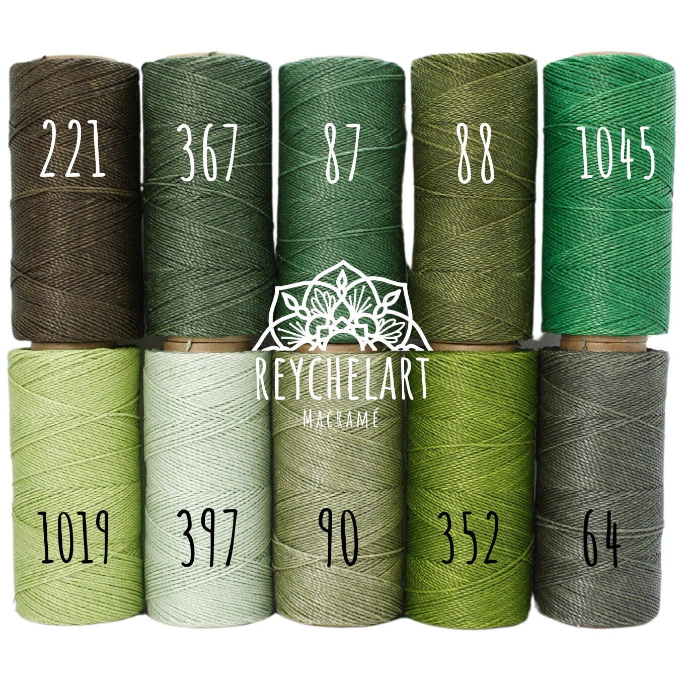 Green Color Mix: Linhasita 1mm Waxed Thread, 20, 10 or 5 Meters 