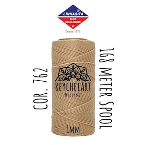 168 m Linhasita vaxad tråd 1 mm ljusbeige, vaxad polyestertråd, färg beige Knutgarn, armbandstråd, vaxad tråd, PE4-762