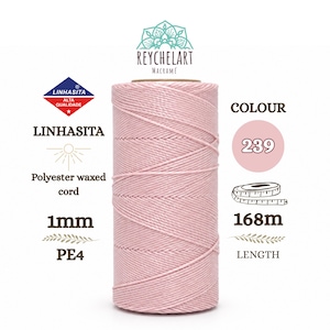 Bobina 168m Hilo Encerado Linhasita 1mm Rosa Palo, Cordón de Macramé, hilo macramé, tejer, cuerda, poliéster, hilo pulseras, PE4-239