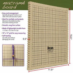 39 x 29 cm makramébräda Beadsmith • Stor skumknytbräda med rutnät och skåror • Mikromakramé-smyckesverktyg