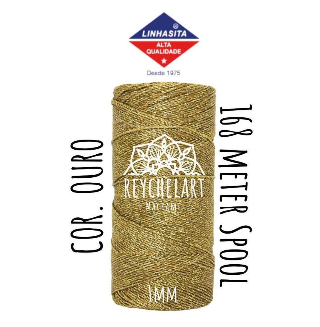Waxed Wool Thread 168m Linhasita Waxed Thread 1mm Metallic Gold, Macrame Thread, Waxed ...