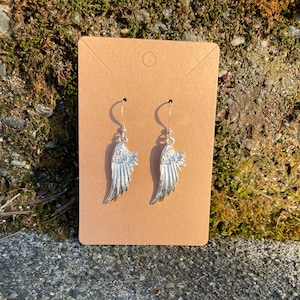 Silver Angel Wing Dangle Earrings