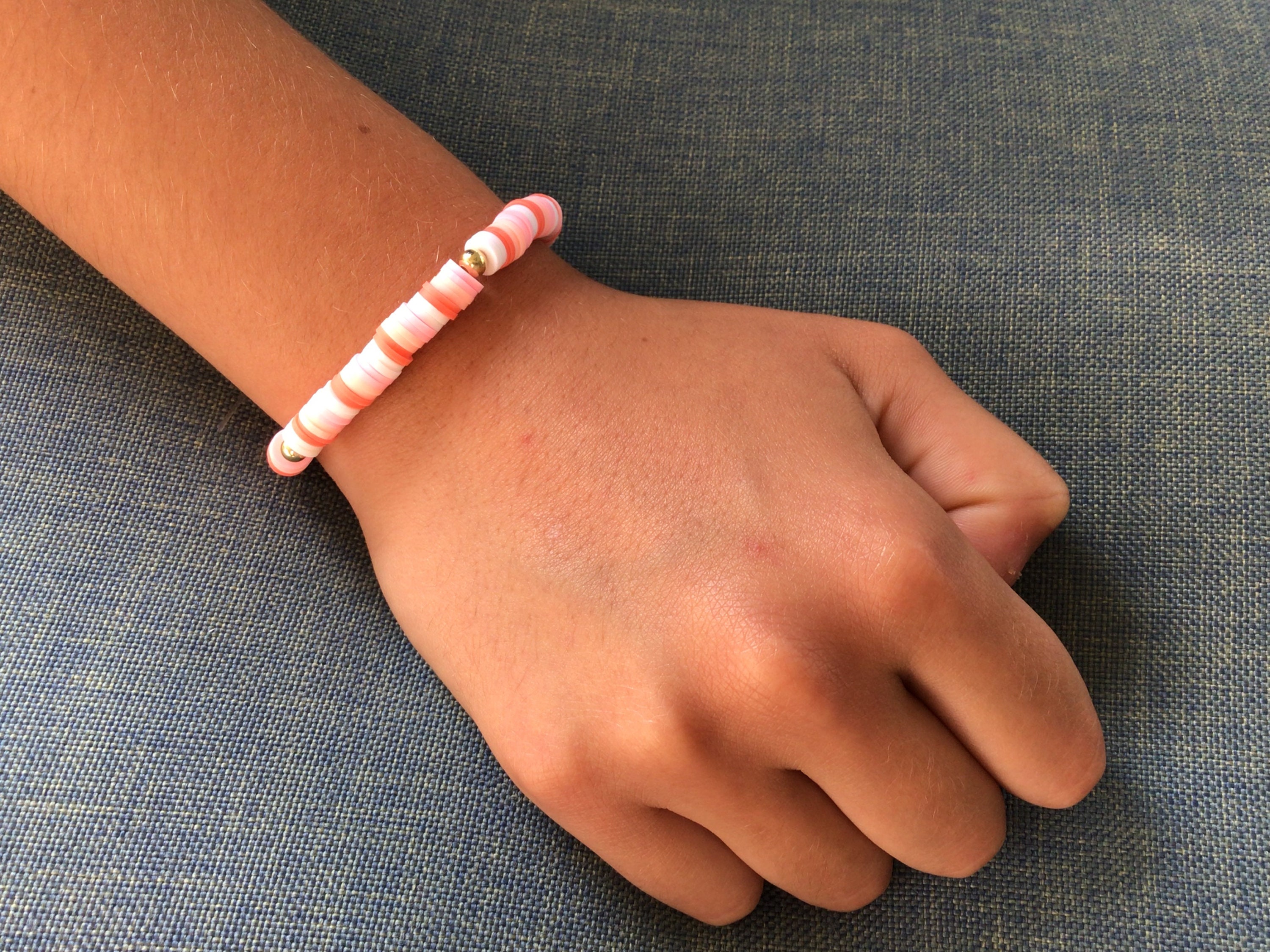 Peachy sunset clay bead bracelet Etsy