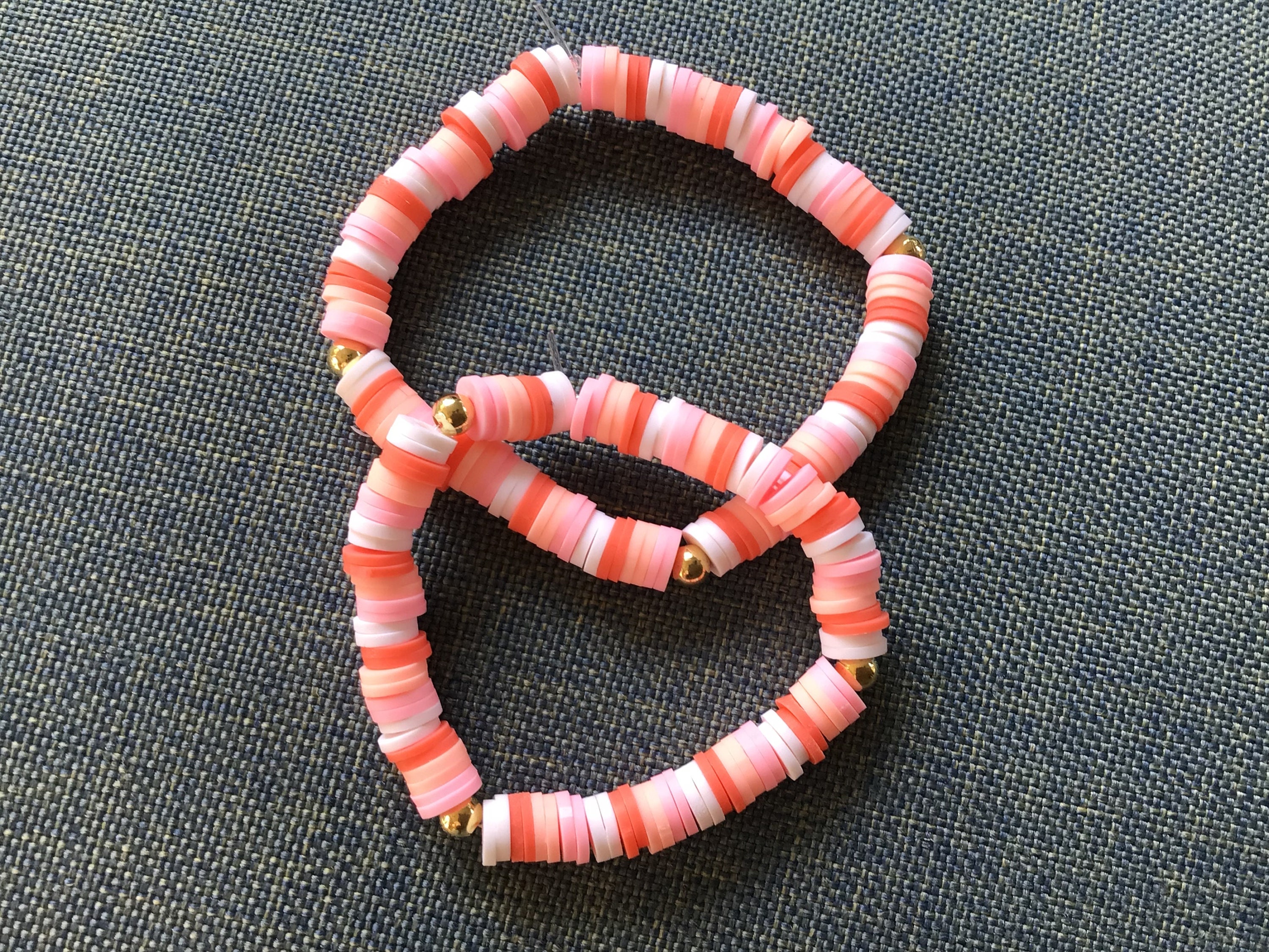 Peachy sunset clay bead bracelet Etsy