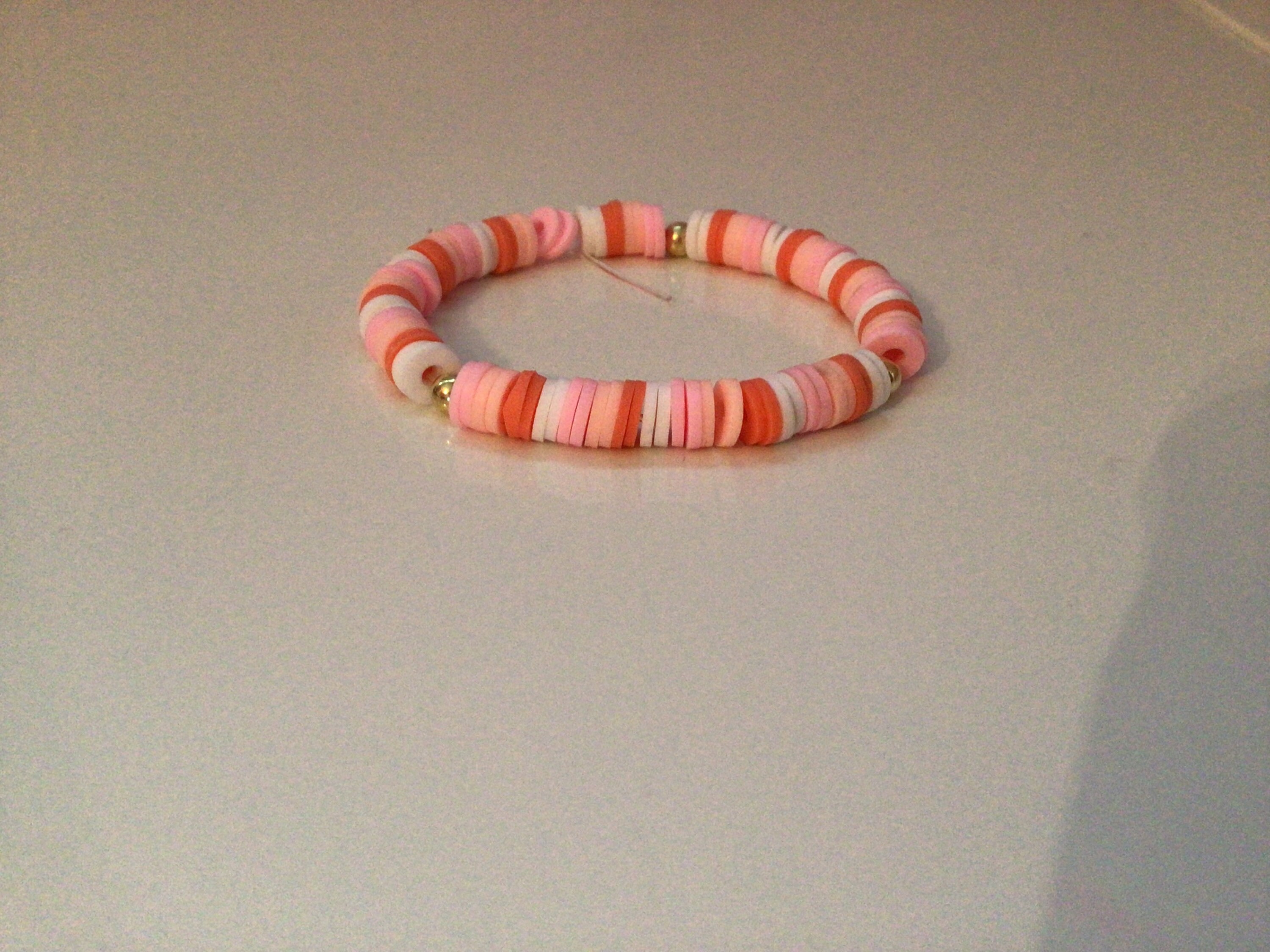 Peachy sunset clay bead bracelet Etsy