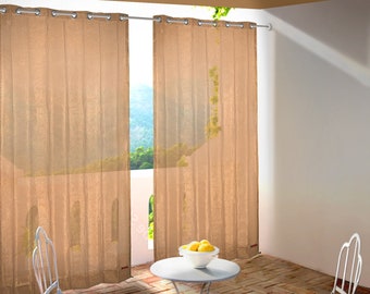 Balcony Outdoor (Grommets) Curtain Excellent for Sun Protection, 90% Sun & UV Blockage - Pack of 2 Pcs