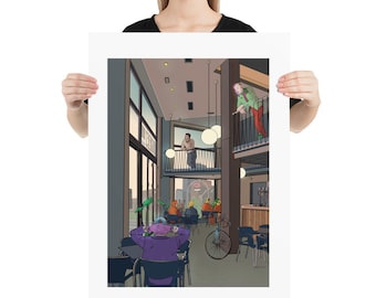 Madrid Bar Robot Print: Alex Muñoz Art