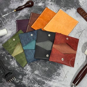 Leather DIY Craft Kit Beginner Friendly – Handmade Italian Leather Bifold Card Holder & Slim Wallet