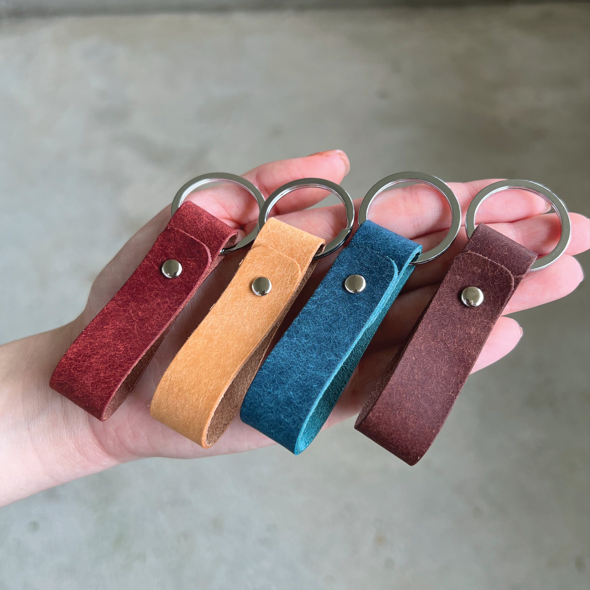 Personalized Leather Key Fob Key Holder in 8 Colors FULL Etsy Hong Kong