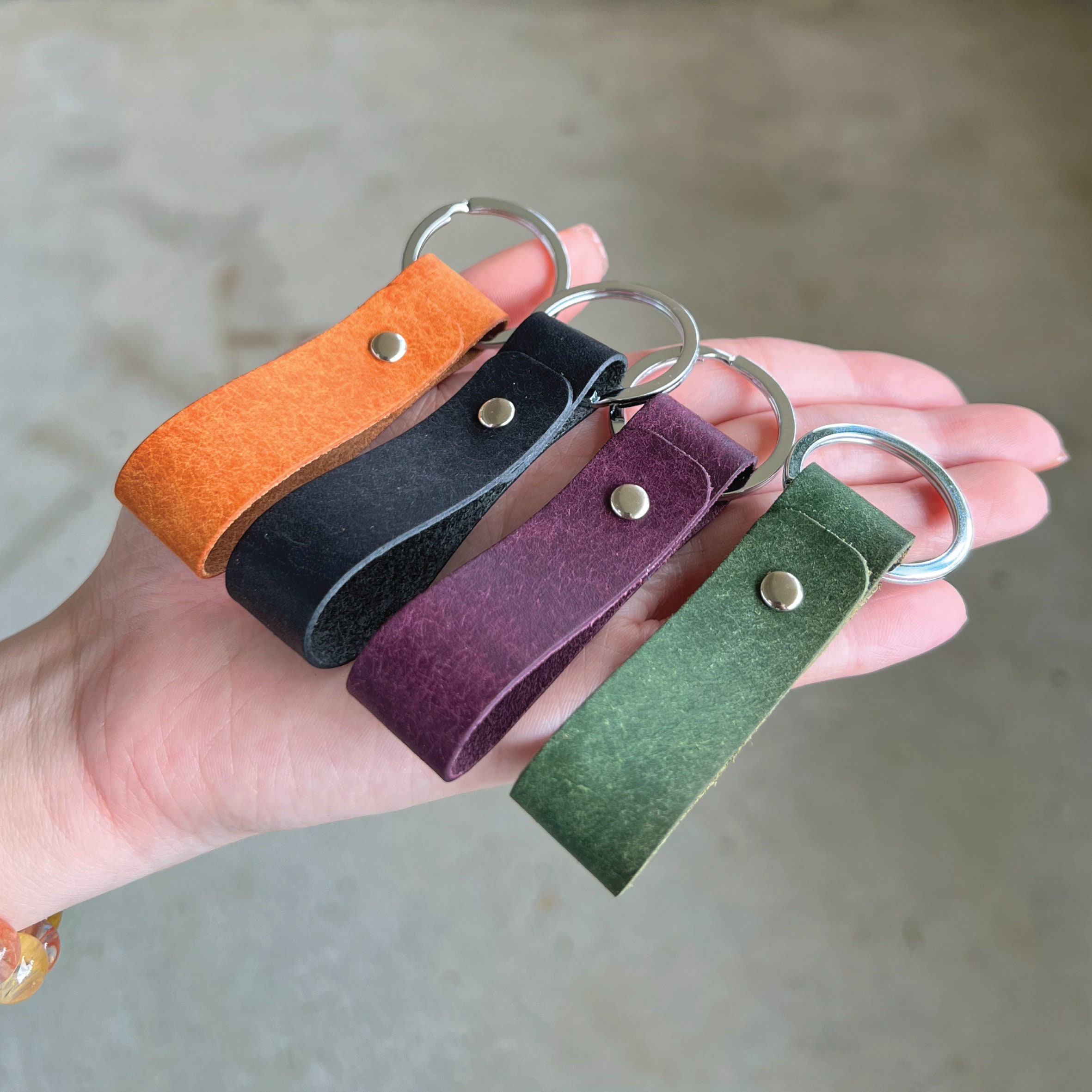 Personalized Leather Key Fob Key Holder in 8 Colors FULL Etsy Hong Kong