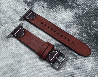 Leather apple watch strap - 20mm watch band - birthday gift - personalized initial embossing - samsung watch - iwatch - italy nappa leather
