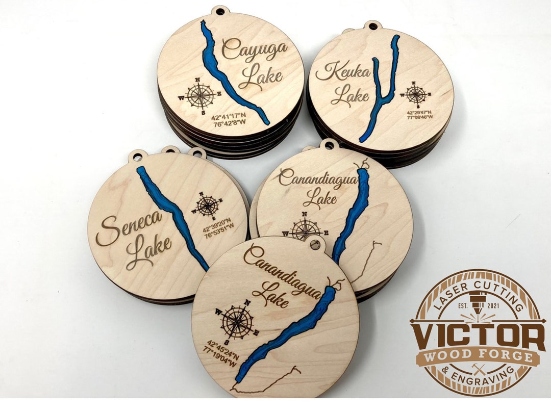 Bathymetric Finger Lakes Christmas Ornaments New York Finger Lakes