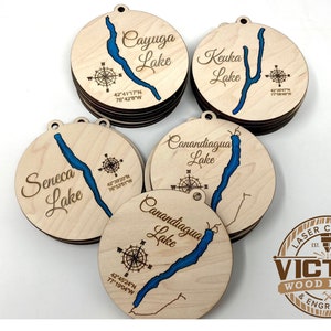 Bathymetric Finger Lakes Christmas Ornaments | New York Finger Lakes Gifts