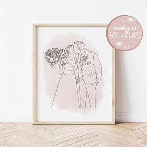 Line Art Portrait vom Foto - Minimalistisches Paar Zeichnung - Personalisiertes Geschenk für Jahrestag oder Hochzeit