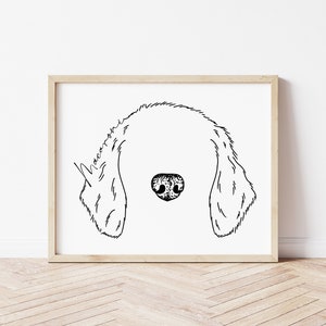 Pet Ear Outline with Nose - Dog Ear Tattoo - Pet Portrait from Photo - Dog Ear Art - Dog Lover Gift - Custom Pet Memorial Gift