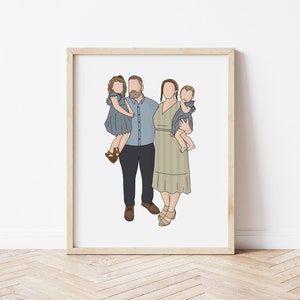 Line drawing from Photo, Digital Line Art, Family Photo, line art drawing, faceless portrait