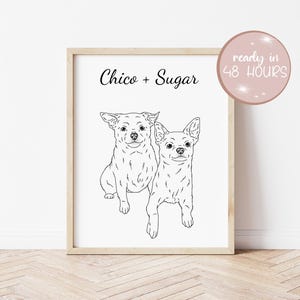 Custom Pet Portrait: Minimalist Line Art, Dog & Cat Memorial (Digital or Print Options Available)