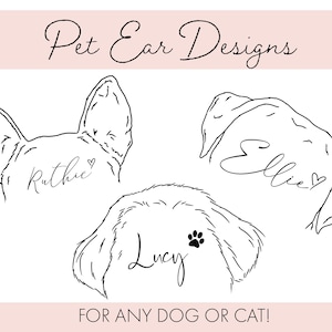 Pet Ears Line Art, Custom digital drawing, Pet Ear Outline, Dog portrait from photo, Ear outline, Tattoo Dog Ears